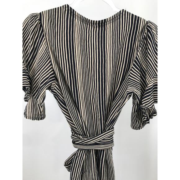 Free People Wrapped Around My Finger M Striped Knit Short Sleeve Wrap Blouse - Picture 8 of 10